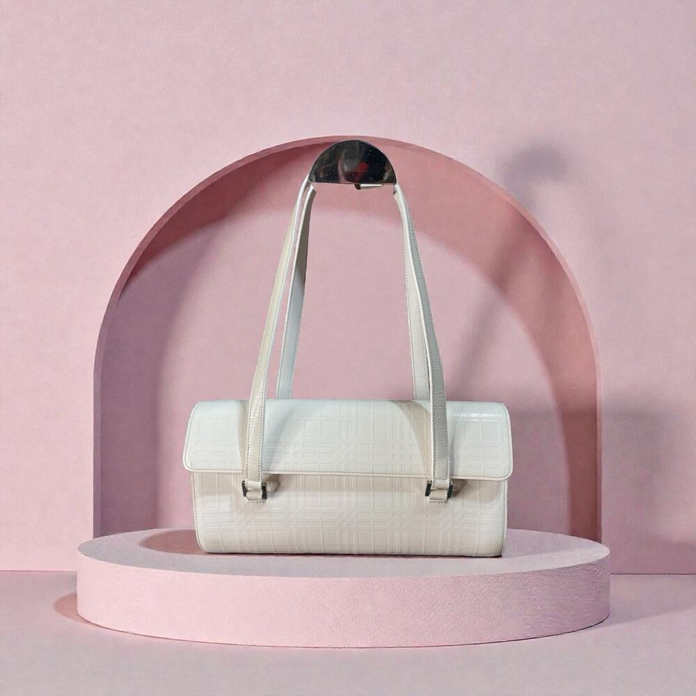 Burberry House Check White Shoulder / Hand Bag
